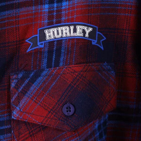 Hurley Oxford Flannel Shirt – Men’s Medium – Sundried Tomato / Blue – NWT - Picture 6 of 8